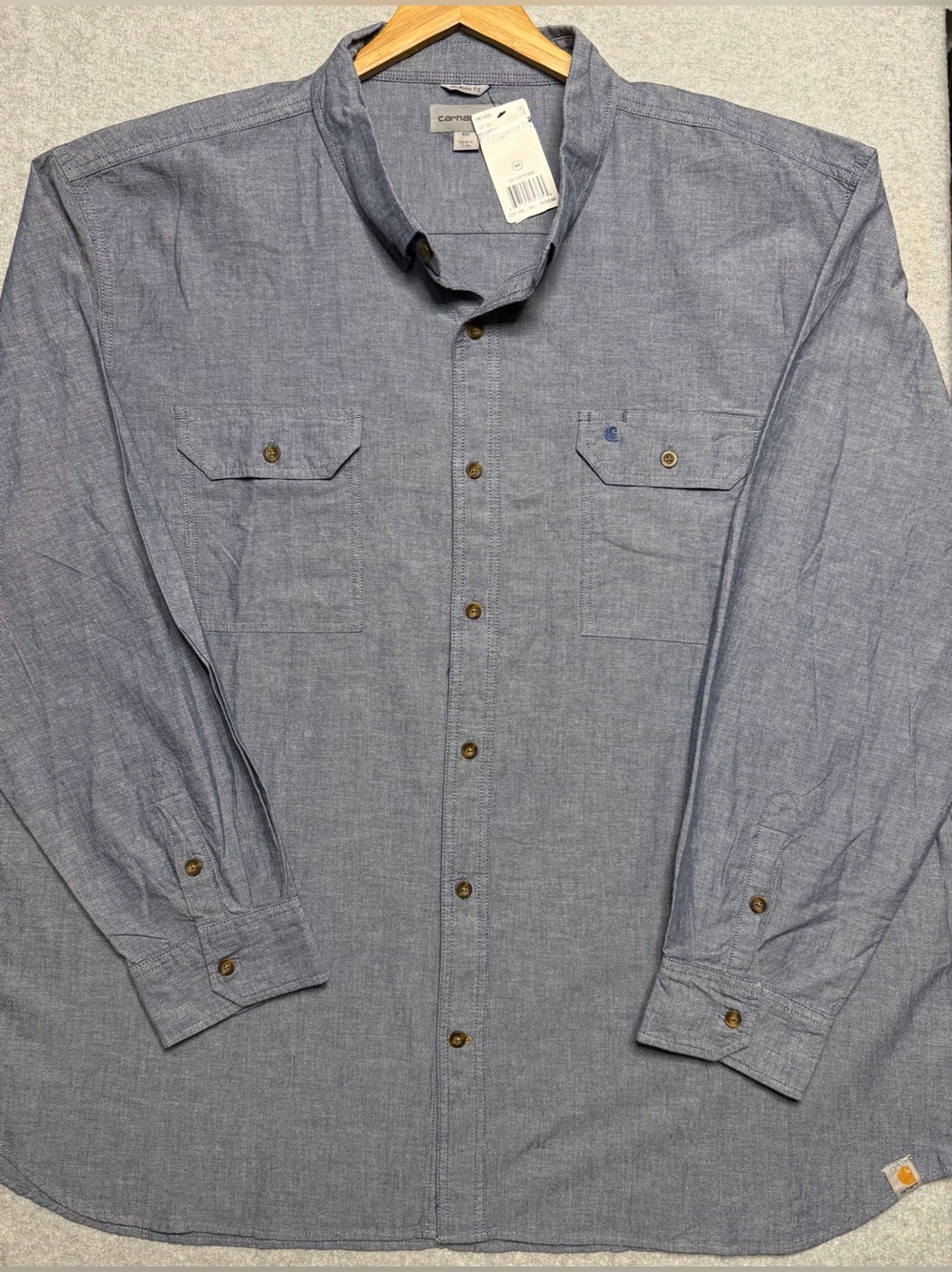 NWT Carhartt Fort Men’s 4XL Regular Blue Chambray Work Shirt Relaxed Fit IRR